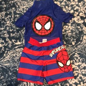 COPY - Spider man swim trunks and swim shirt